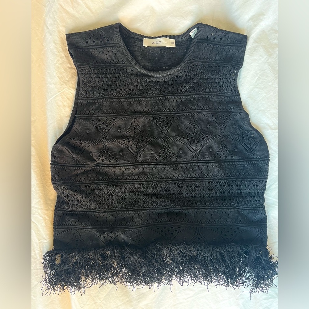 A.L.C. Fringe knit cropped sleeveless tank. Size XS.